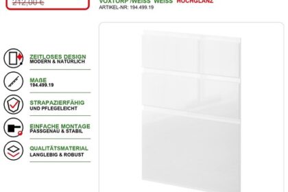 IKEA VOXTORP Geschirrspülerfront 60 Hochglanz weiß