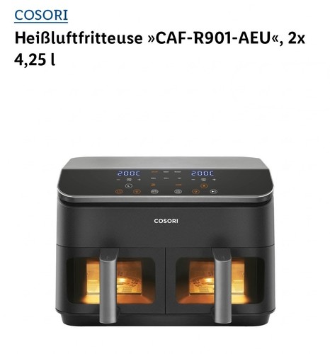Cosori Doppel-Heißluftfritteuse CAF-R901-AEU schwarz in ungeöffnet