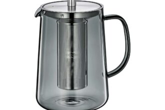 Teekanne "ASSAM" aus Borosilikatglas, inkl Filtereinsatz aus Edelstahl, 1,2 l, grau