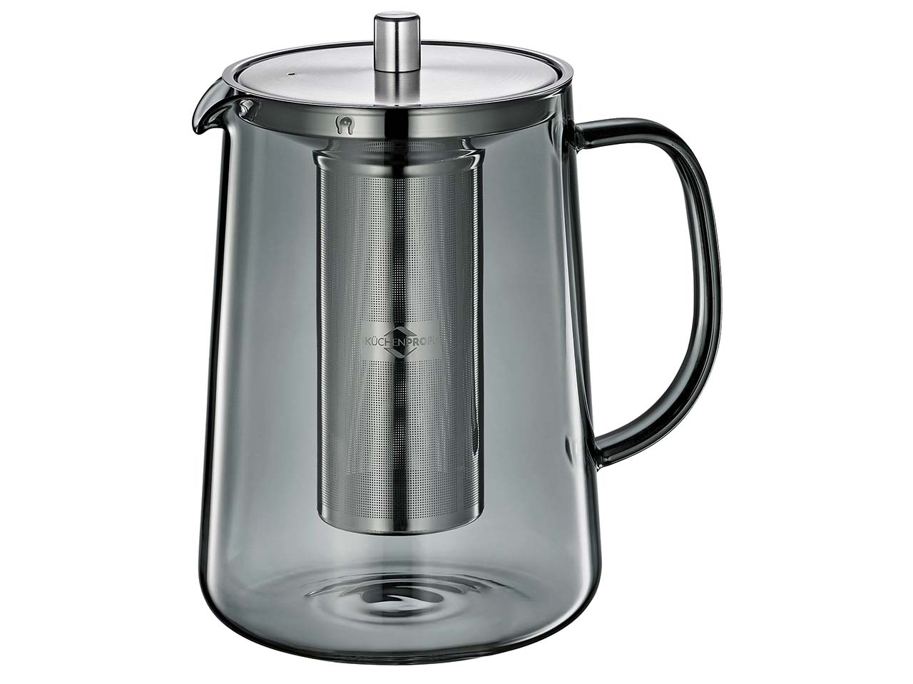Teekanne "ASSAM" aus Borosilikatglas, inkl Filtereinsatz aus Edelstahl, 1,2 l, grau
