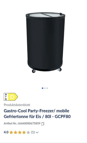 Gefriertruhe, rund, Tonne, Tiefkühlschrank, Gefrierschrank, schwarz,