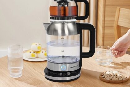 Tragbarer Wasserkocher mit Temperaturregelung, Doppelter Wasserkocher