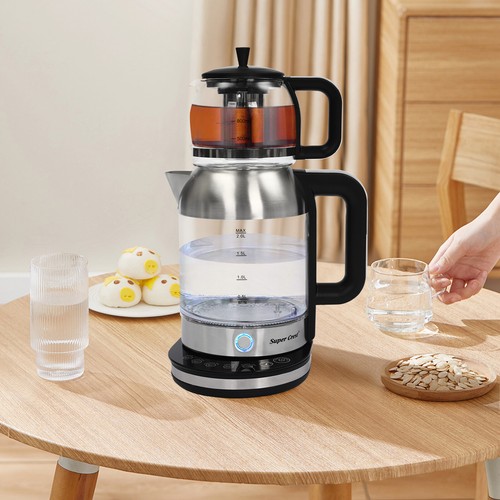 Tragbarer Wasserkocher mit Temperaturregelung, Doppelter Wasserkocher