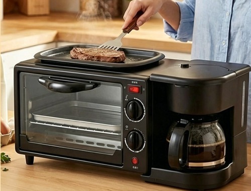 3in1 Frühstücksstation Kaffeemaschine Mini Backofen Grill