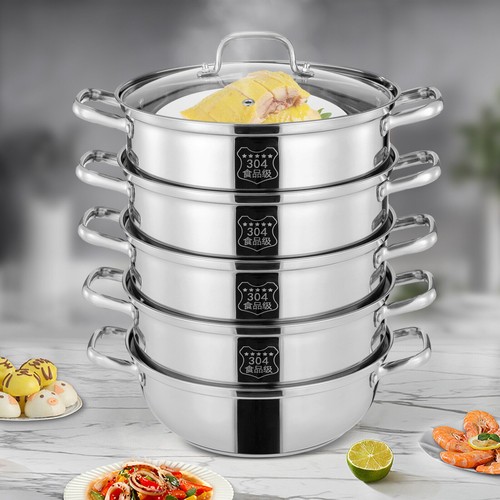 5-Etagen Dampfkocher Gardampftopf Edelstahl Dampfgarer 30CM