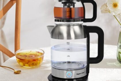 Tragbarer Wasserkocher mit Temperaturregelung, Doppelter Wasserkocher