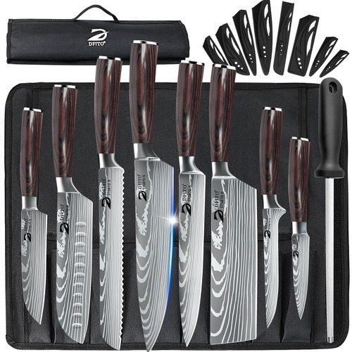 9 Stück Japanisch Küchenmesser Set Santoku