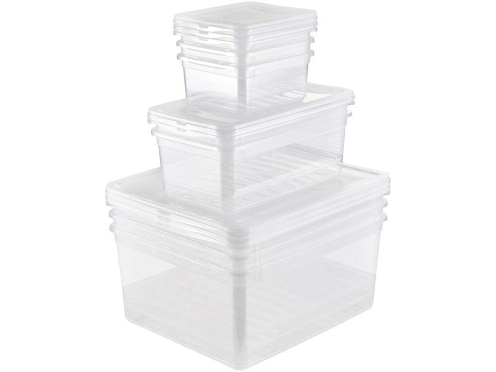 keeeper 8er-Set Aufbewahrungsbox "Bea" 3 x 1,7 l, 2 x 5,5 l, 3 x 18 l, transparent