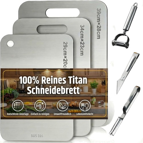 Edelstahl Schneidebrett Set 3 Stück mit